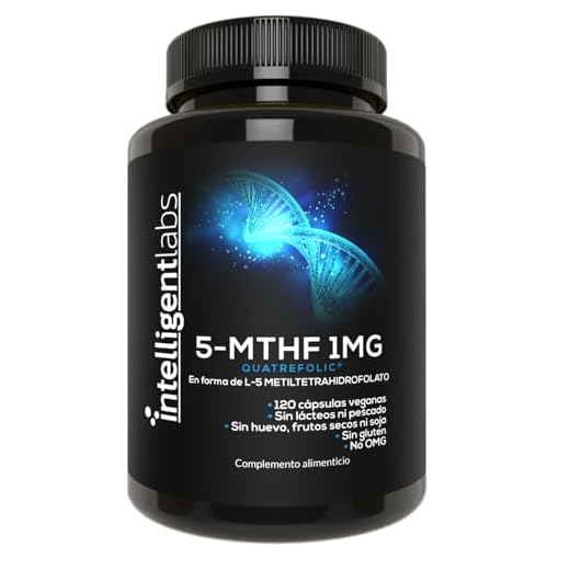 5-MTHF Metilfolato de 1mg de Intelligent Labs - 120 Cápsulas - Suministro para 4 Meses, Suplemento con el Mejor Valor de Ácido Fólico como Ácido Quatrefolic, Folato Activado, 1mg = 1000mcg, 5 MTHF