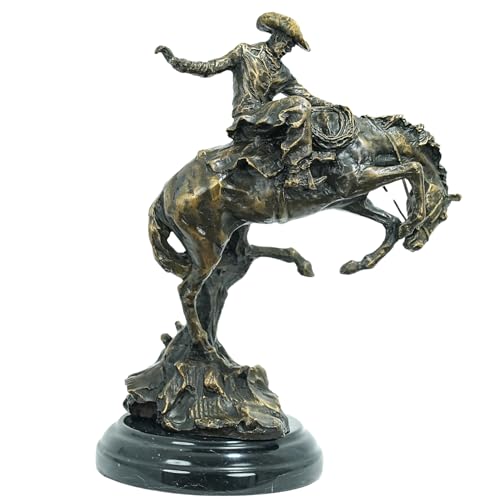 Bronco Buster sculpture with two round bases