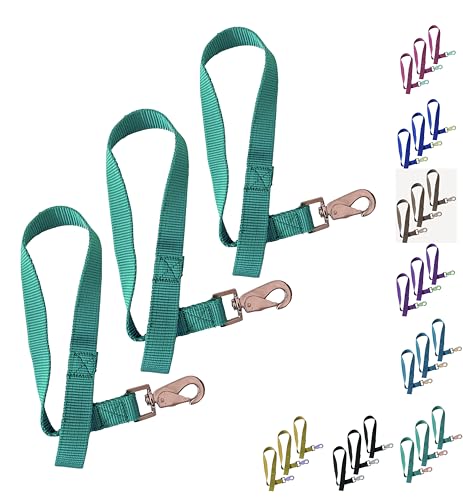 Majestic Ally Pack of 3 Horse Bucket Strap Hangers – Practical and Easy Design for Indoor or Outdoor Use -Set of 3,-1"x22" (Turquoise Blue)