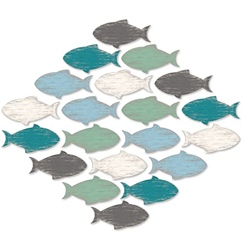 Décoration murale école de poissons en bois vintage x20 pour la maison
