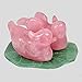 AITELEI Natural Rose Quartz Mandarin Ducks Love Birds on Green Aventurine Lotus Leaf (Male and Female) Fengshui Figurines for Love and Romance