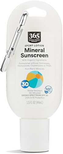 365 by Whole Foods Market, Sport Lotion Mineral Sunscreen, SPF 30, Water Resistant (80 Minutes), 1.5 Fl Oz