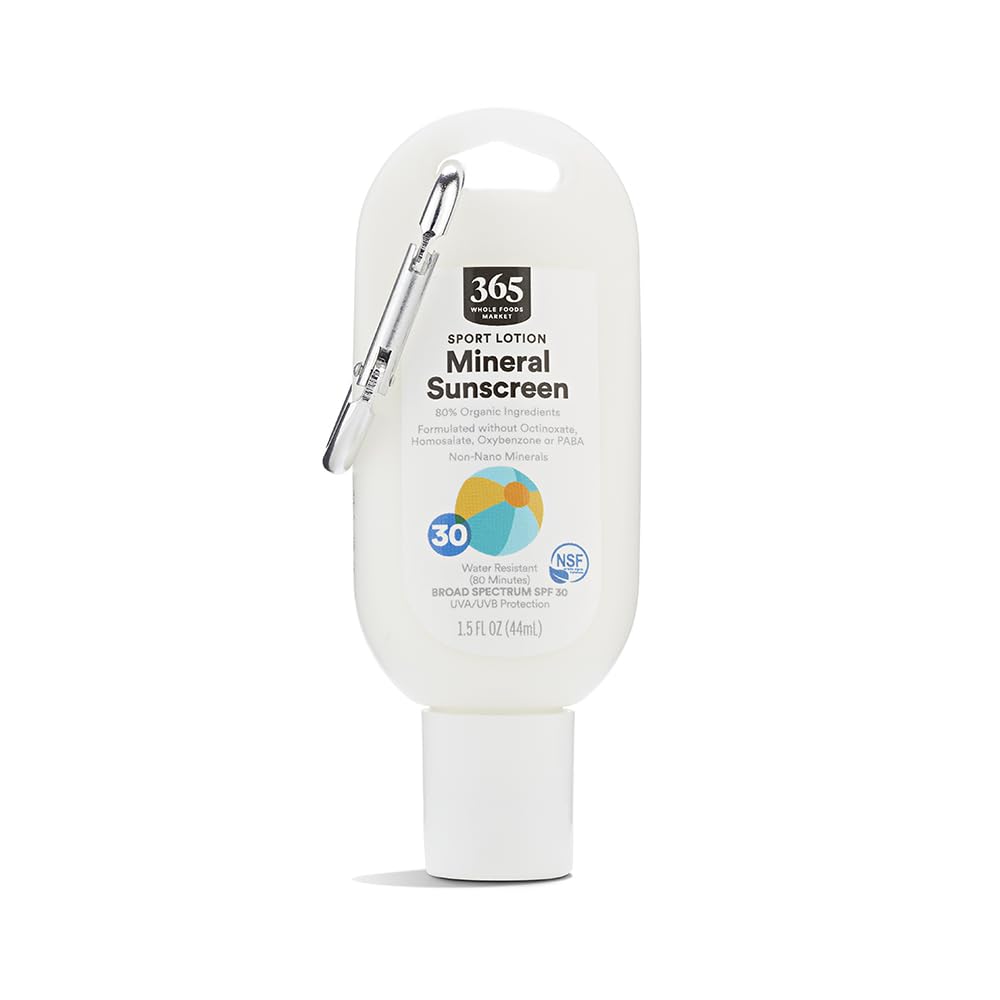 365 by Whole Foods Market Sport Lotion Mineral Sunscreen SPF 30 Water Resistant 80 Minutes 1 5 Fl