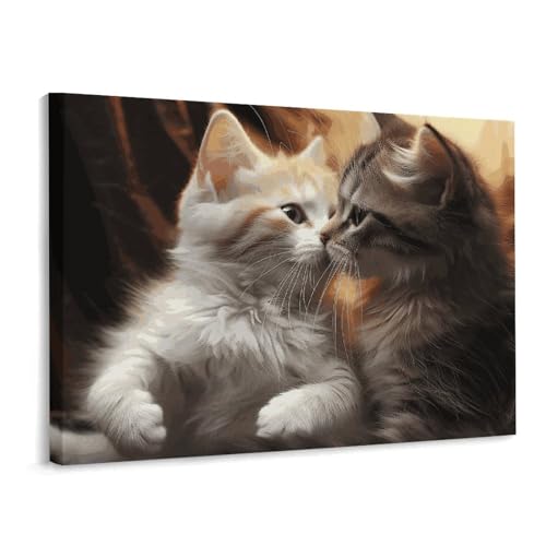 Impression baiser de chat tableau cadeau amoureux animaux
