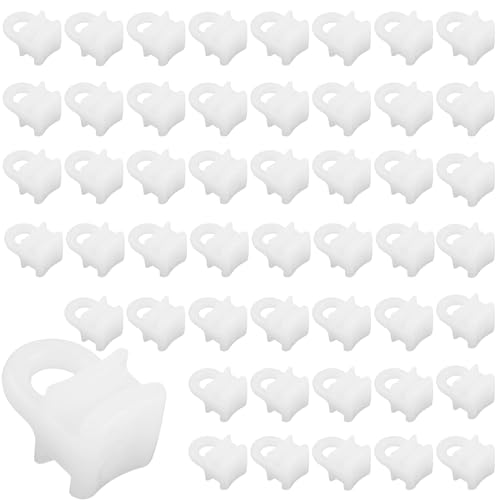 Curtain Track Gliders Hooks for VW Caravan, Plastic Curtain Hooks White Hook Rollers Effortless Rail gliders Rust-Free Gliding Rail Slider for Window Door Shower Campervan (50 Pcs)