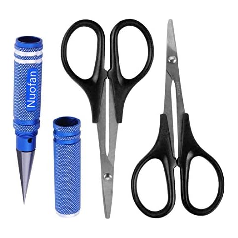 Nuofan 0-14mm RC Body Reamer Hole Puncher and Curved Scissors & Straight Scissors Trimming Universal Tools Set for RC Car Body Shell Lexan Plastic Cover