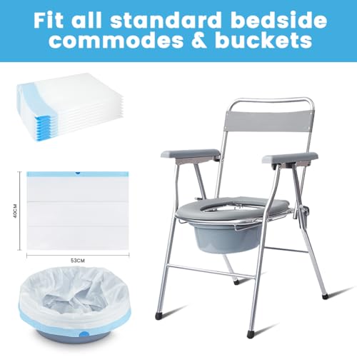 ACWOO Sac Hygiénique Pour Chaise Percée, 40Pcs 53 * 40cm Doublures De Chaise Percée De Chevet, Seau Chaise Percée pour Bassins de Lit, Toilettes Portables, chaise percée super absorbants – vue 5