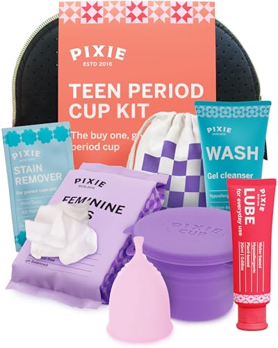 Pixie Cup Teen Menstrual Cup Kit - Best First Period Cup Starter Kit - Wash