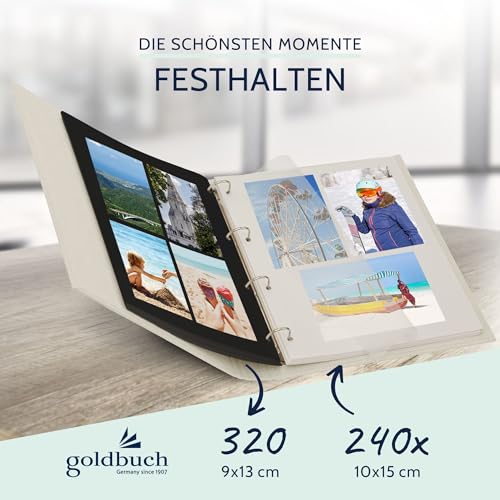 goldbuch 37931 Foto Ringbuch, Bella Vista, Foto Album 26 x 32 cm, Fotobuch Ordner aus Leinen, Fotoordner zum Selbstgestalten und Befüllen, Format DIN A4, ideal für Reise & Urlaub, Beige