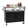 Sidasu Outdoor Grill Cart with Storage Kitchen Island Cart 31'' Height Outdoor Kitchen Island Countertop Portable Outdoor Table and Storage Cabinet with Hooks for Patio Kitchen Island