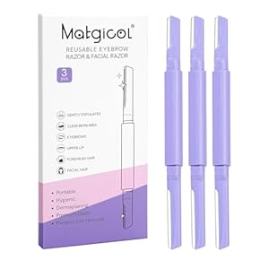 Dermaplane Razor for Women Face & Eyebrow – Dermaplaning Tool for Peach Fuzz Facial Hair Removal,High Precision Blade for Smooth Skin (Purple, 3 Count)