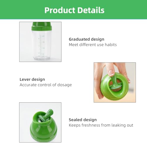 Wokyo Salad Dressing Shaker, Homemade Salad Dressing Bottle Mixer Measure Dripless Pour, Leak-free, Soft Grip, Dishwasher Safe BPA Free (Green) - Thumbnail 3