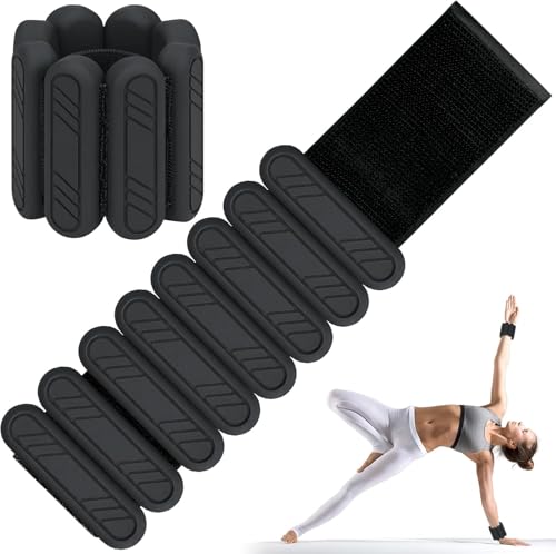KOOOGEAR Wearable Wrist & Ankle Weights Set, 4 lb Pair (Black、2 lb Each)
