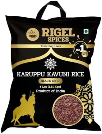 Rigel Spices | Karuppu Kavuni Black Rice (4 Pounds) | KINGS RICE | GLUTEN FREE | Ancient black rice