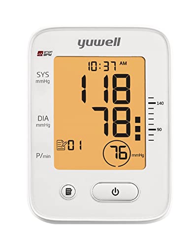 Image of Yuwell Digital Blood Pressure Monitor, Model YE-660F, Large LCD Display, Voice Broadcast, 90 Memory Storage, XL Cuff