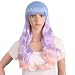 MapofBeauty Harajuku Style Mixed Light Blue/ Pink Long Natural Curly Cosplay Wig