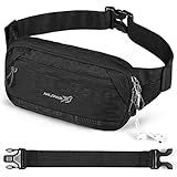 MUPAS Bauchtasche Gürteltasche für Damen & Herren -mit 30cm Verlängerungsband,Schwarz Stylisch Hüfttasche Großem Kapazität mit Reflexstreifen für Sport Joggen,Reisen und Outdoor-Aktivitäten