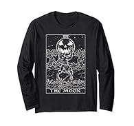 This spooky design boasts a goth take on the original tarot card The Moon. It features a full moon with a crater of a jack o lantern face. A transforming werewolf replaces the dog & wolf from the original representing the tamed & wild aspects of the ...