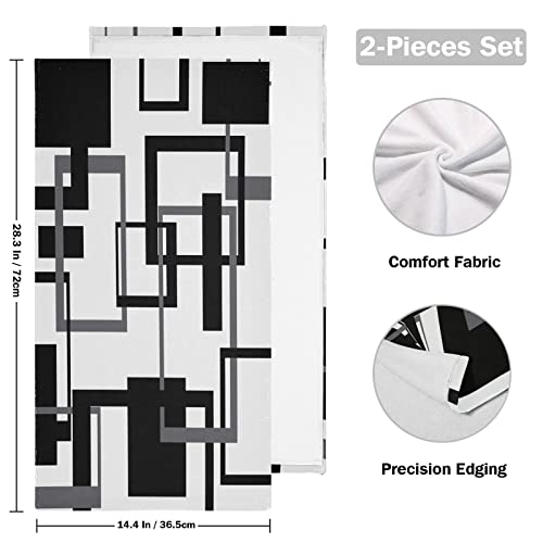 Shustary 2 Pack Black And White Hand Towels For Bathroom,Soft Absorbent Quick-Dry Grey Geometric Abstract Kitchen Dish Towels Decorative Mid Century Bathroom Hand Towel For Face,Gym,Spa 14"X28" #TOP1