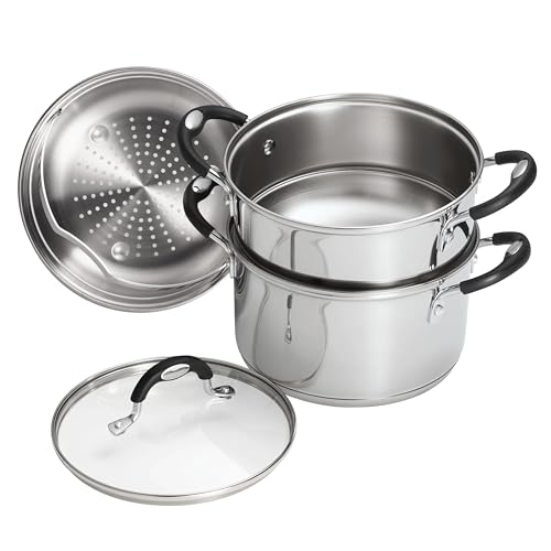 4-Piece Stainless Steel 3Qt Steamer and Double Boiler Set
