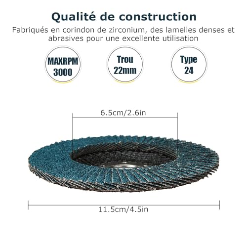 GOYADA 20 Stück Fächerscheibe 115mm x 22mm Korn 80, Fächerscheiben 115 Metall, Schleifscheiben 115mm Winkelschleifer von Entgraten, Polieren, Rost, Finish
