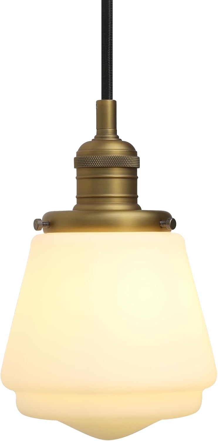 Modern Glass Ceiling Pendant Lighting with White Gyro Shaped Lampshade, Industrial Hanging Light Fixture for Kitchen Island, Dining Room, Living Room, Bedroom, Farmhouse