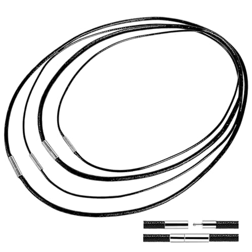 Aphumedc 4 Stück Lederband Halskette Kunstleder Lederband für Ketten mit Verschluss Geflochten Leder Halskette Lederhalsband Männer Frauen 4 Größe für Armbänder Halsketten DIY Handwerk