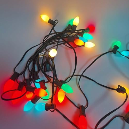 C7 Multicolor Christmas Lights Outdoor, 25Ft Vintage Christmas String Lights with 27 Multicolor Ceramic Incandescent Bulbs (2 Spare) for Christmas Outdoor Holiday Party Patio Wedding Decoration by brianvikey - Image 3