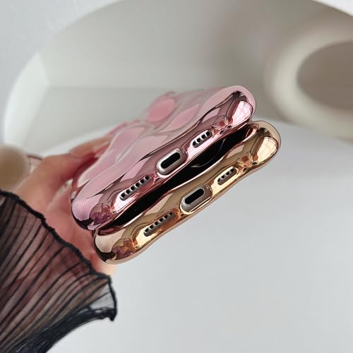 Coque iPhone 15 Pro Max antichoc design vagues doré plaqué