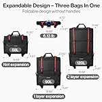 mixi Travel Bag with Wheels Expandable Foldable Luggage Bag Collapsible Rolling Travel Bag Duffel Bag Large Capacity Suitcase for Men Women, Black - Image 2