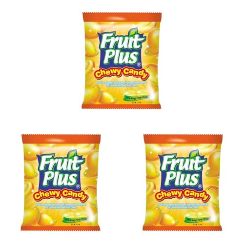 Fruit Plus Chewy Candy Mango Flavour Kids Candy Individually Wrapped Candy On the Go Snacking Malaysian Confectionery 120g (Pack of 3)