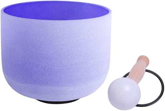 432Hz B Crown Chakra Purple Frosted Quartz Crystal Singing Bowl 8 inch