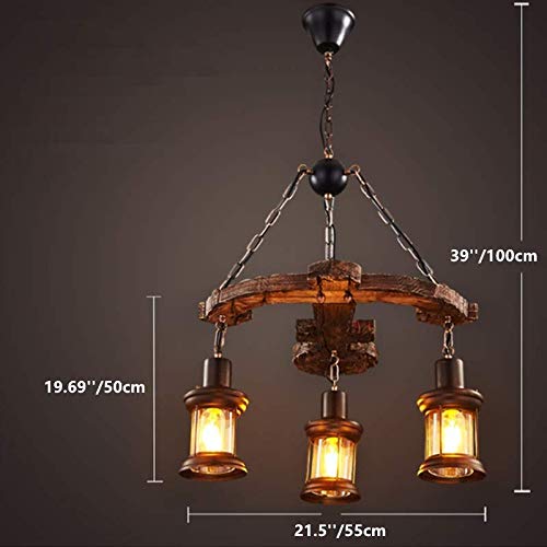 Lakiq Industrial Hanging Lantern Chandelier 3 Lights Loft Wooden Anchor Pendant Lighting Fixture For Kitchen Bar Restaurant #TOP2
