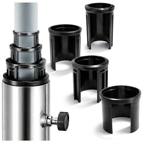 com-four® 4X Anillos reductores para Base de sombrilla, adaptadores 25, 32, 38, 48 mm para Soporte de sombrilla, Piezas de reducción para mástil de sombrilla (Negro - 4 Piezas)