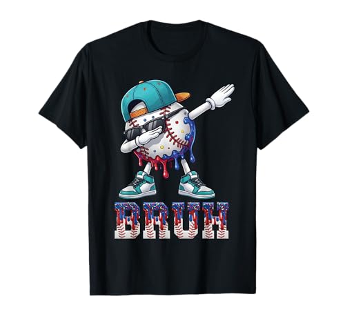 Bruh Dabbing Baseball Lover Ice Cream Drip Boys Kids Teens T-Shirt