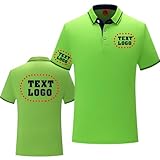 Custom Men's Women's Novelty Polo Shirts Add Your Own Text Logo Design Workwear Personalized Tshirt Teamshirt(Light Green L)