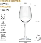 Ensemble de verres à vin 8, 12oz Verres à vin, pour vin rouge ou blanc, banquet haut de gamme, mariage, gobelets cadeaux, fête, bar, anniversaire, chauffage domestique