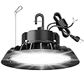 JC-LGL UFO LED High Bay Light 240W, High Bay LED Shop Light 36,000LM 0-10V Dimmable, 5' Cable with US Plug, Hanging Hook, Safe Rope, ETL Listed High Bay for Warehouse Factory Barn Shop