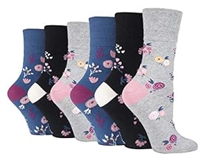 Gentle Grip - 6 paires Femme sans élastique diabétiques chaussettes pas de caoutchouc non comprimantes 37-42 eur (GG216)
