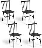 Black Windsor Dining Chairs Set of 4, Upgraded Modern Rustic Wood Chair