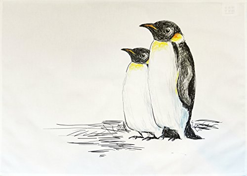Half a Donkey The Two Penguins Cotton Tea Towel, White, 65 x 47 cm