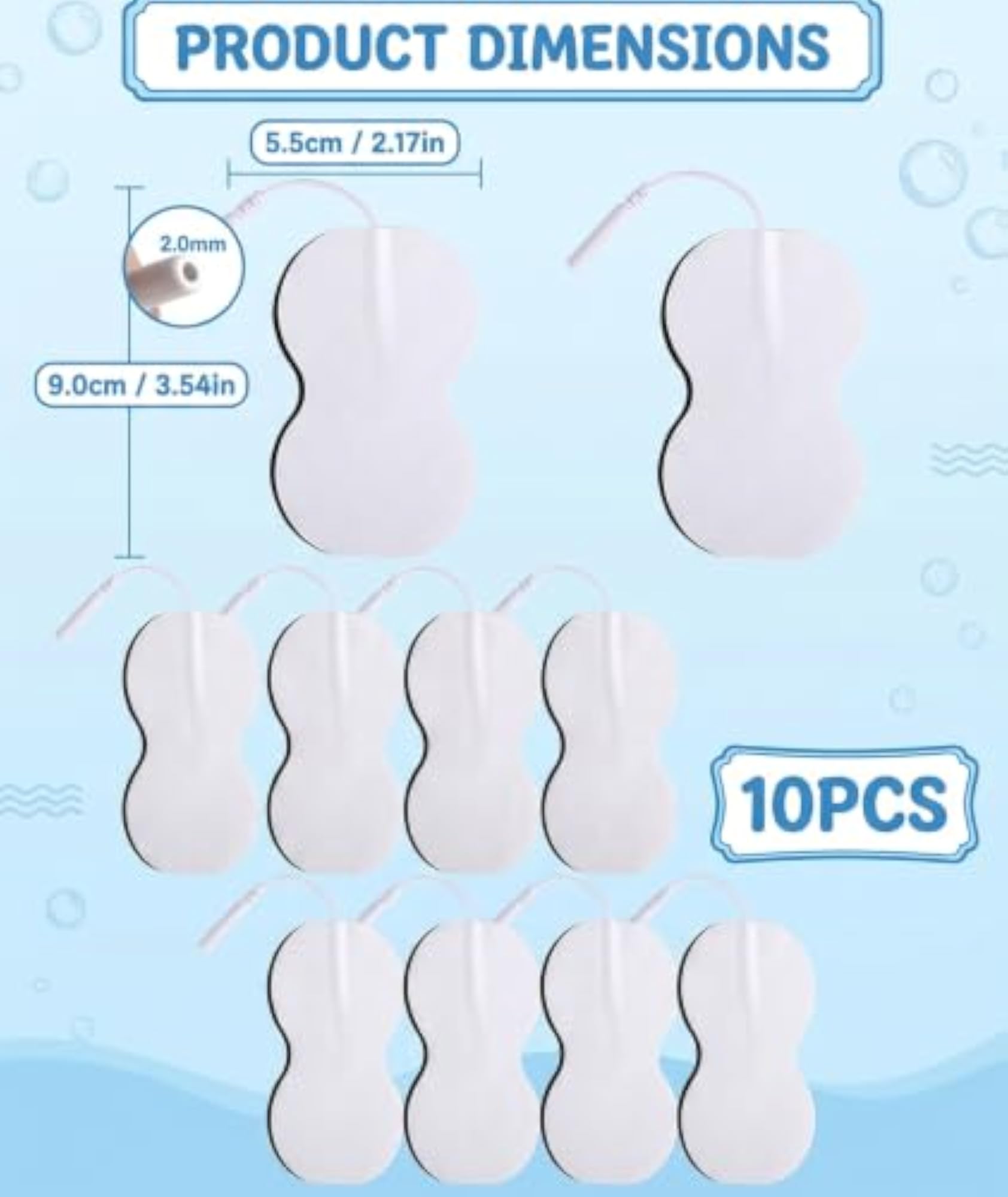 10-Piece TENS Electrodes Pads, Replacement Patches for Muscle Stimulator
