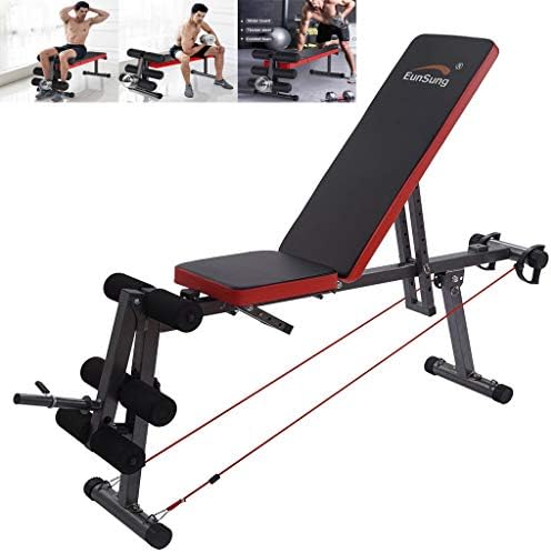 Home Gym Adjustable Weight Bench Foldable Workout Bench, Adjustable Sit Up Incline Abs Benchs Flat Fly Weight Press Fitness (Black4)
