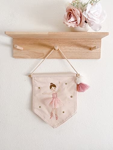 Mon Ami Embroidered Ballerina Wall Canvas Banner - Wall Decor For Nursery, Kid's Bedroom & Playroom - 10 Inch #TOP1