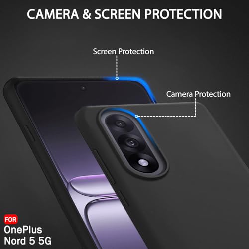 Image of TheGiftKart Liquid Silicone Back Cover Case for OnePlus Nord 5 5G | Soft Micro-Fibre Lining Inside | Camera & Screen Protection | Shockproof Back Cover Case for OnePlus Nord 5 5G (Silicone, Black)