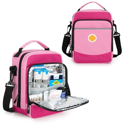 CURMIO EpiPen Carrying Case for EpiPens, Auvi-Q, Asthma Inhaler, Pink