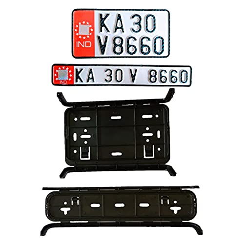 Image of IND accesorise Decorative Custom Plate and Black Plastic Frame, Bike Size White | Pack of 4 (RED)