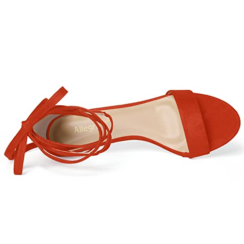Allegra K Allegra K Women's Open Toe Kitten Heel Lace Up Dress Orange Sandals 7.5 M US