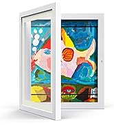 AFEION Kids Art Frames, Kids Artwork Frames Changeable 8 x10.5 with Mat and 9 x12 Without Mat, Wh...