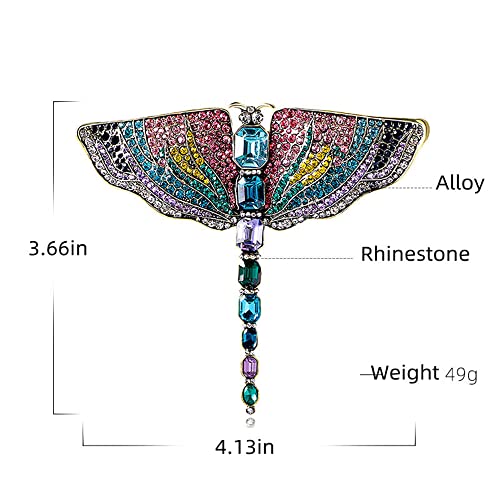 Exquisite Rhinestone Dragonfly Brooch Pin For Women Girls Fashion Big Gold Plated Colorful Crystal Insect Winged Brooches Lapel Pins Elegant Wedding Christmas Birthday Jewelry Gift #TOP5
